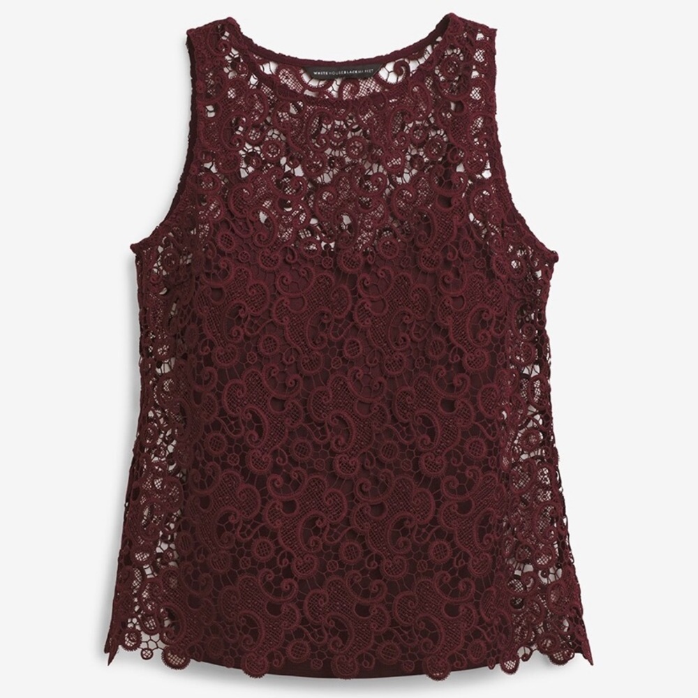 White House Black Market Lace Tank with Built In Cami NWOT